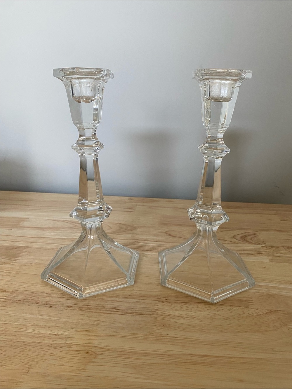 Lenox 8” Crystal Candlestick Tapered Candle Holder. Set of 2.
